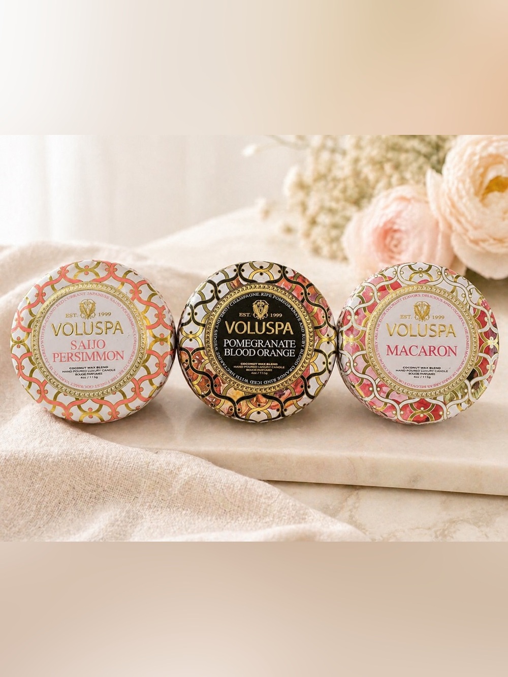 Voluspa Candle Gift Set – 3 Piece Luxury Tin Bundle – New & Ready to Gift
